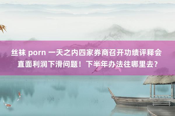 丝袜 porn 一天之内四家券商召开功绩评释会 直面利润下滑问题！下半年办法往哪里去？