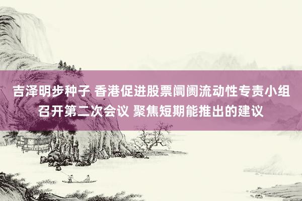 吉泽明步种子 香港促进股票阛阓流动性专责小组召开第二次会议 聚焦短期能推出的建议