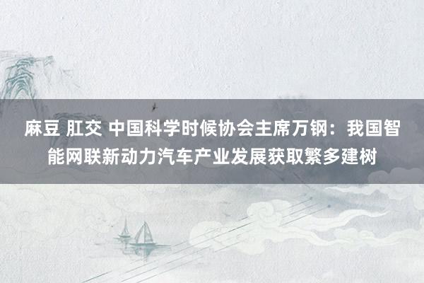 麻豆 肛交 中国科学时候协会主席万钢：我国智能网联新动力汽车产业发展获取繁多建树