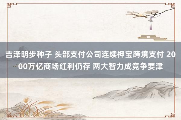 吉泽明步种子 头部支付公司连续押宝跨境支付 2000万亿商场红利仍存 两大智力成竞争要津